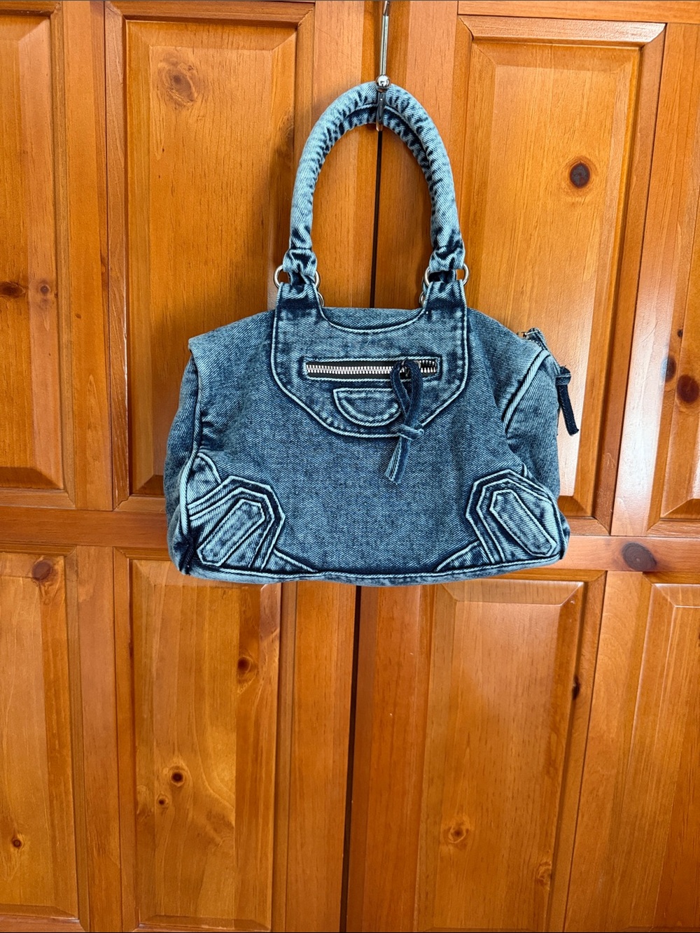 NWT SHIEN Denim-Style Black Handbag -